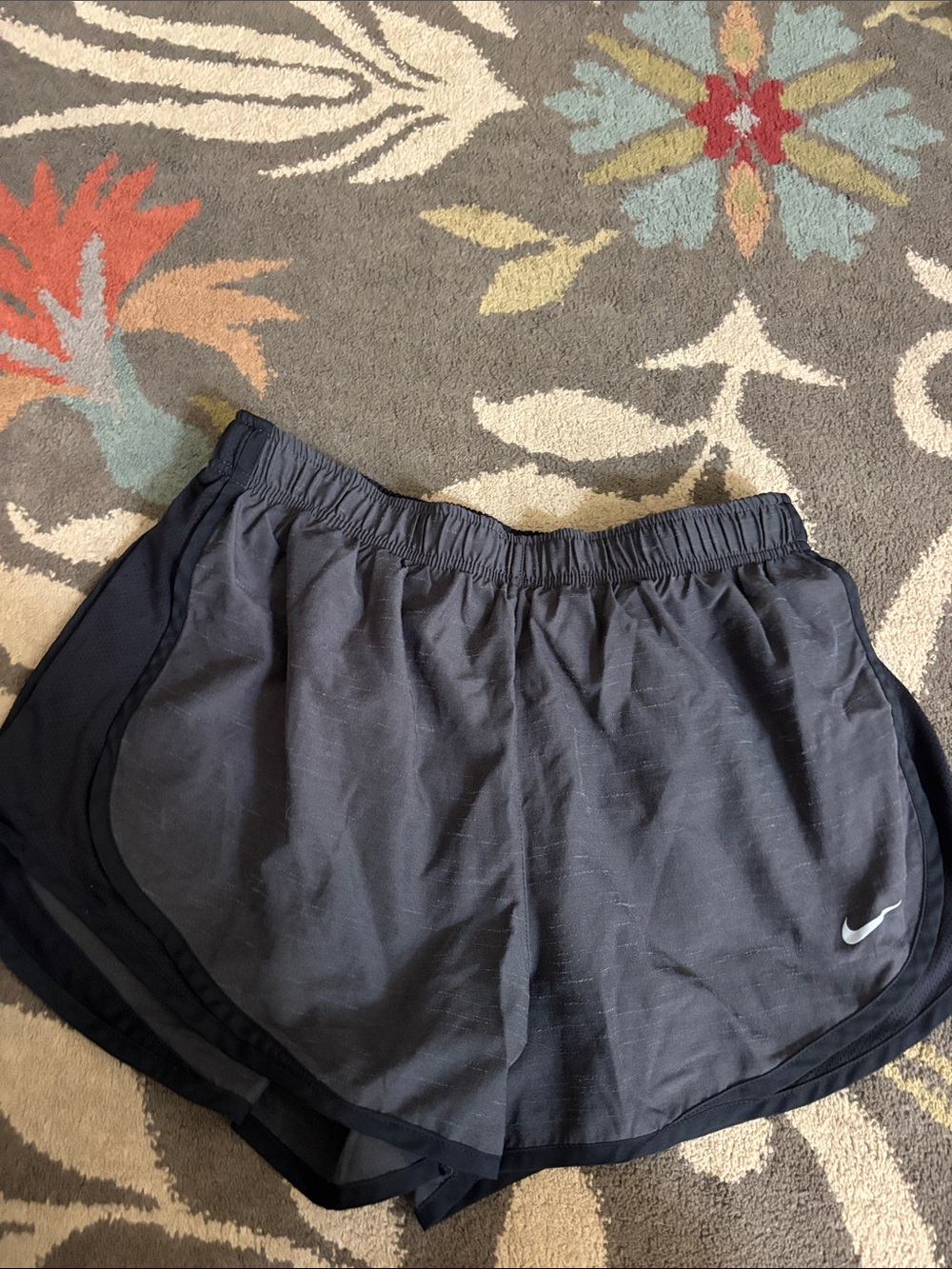 Nike Women's Dark Gray Athletic Running Shorts with Black Trim